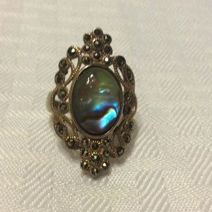 Genuine Abalone 925 Sterling Silver Ring.